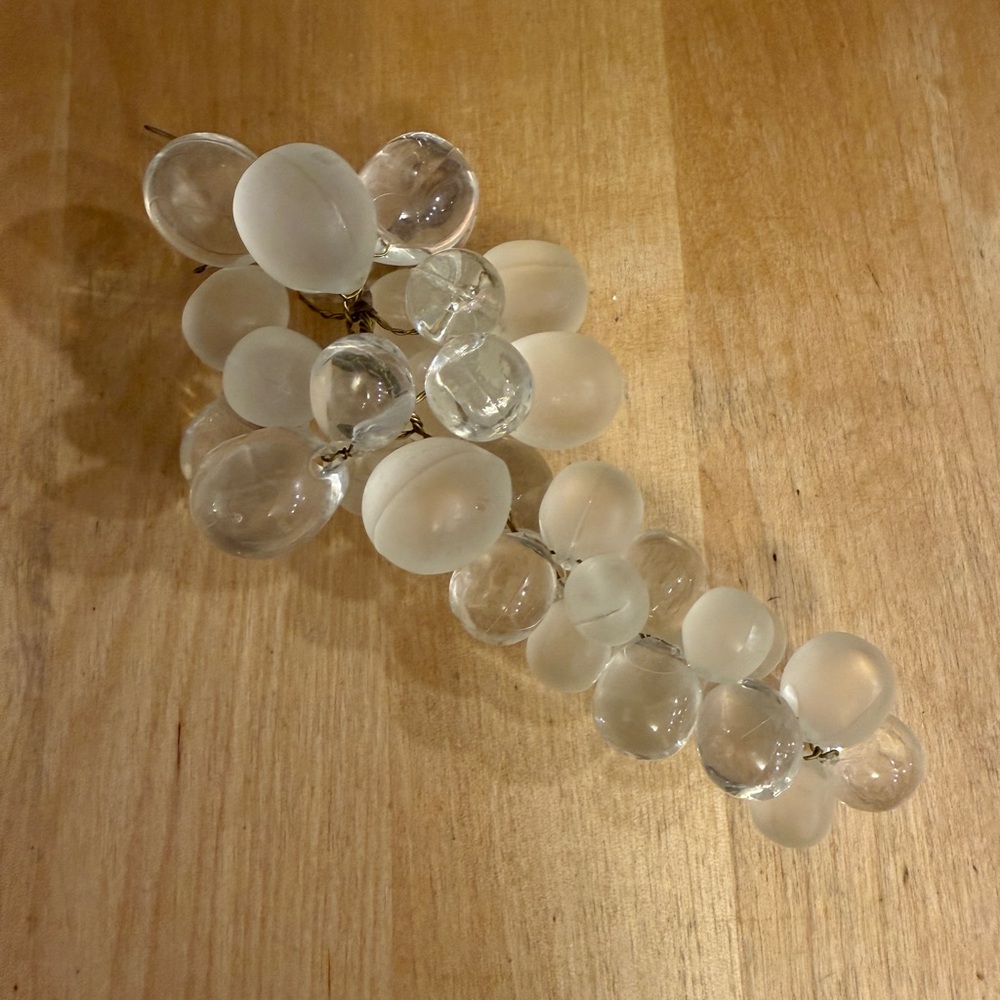 Vintage clear and frosted white lucite grape cluster
